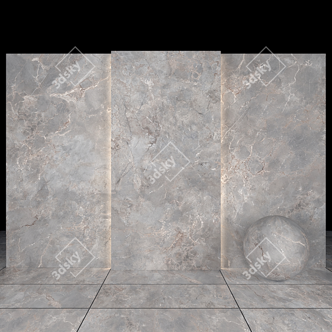Elegant Gray Marble Texture 3D model image 1