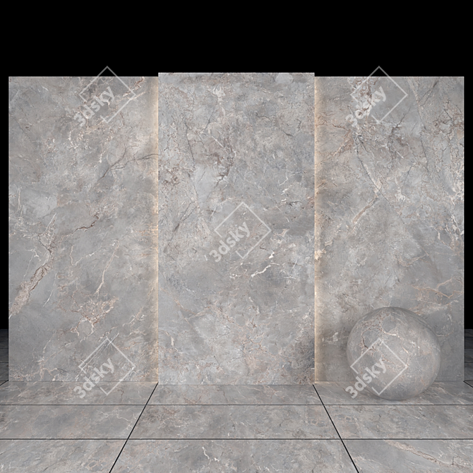 Elegant Gray Marble Texture 3D model image 2