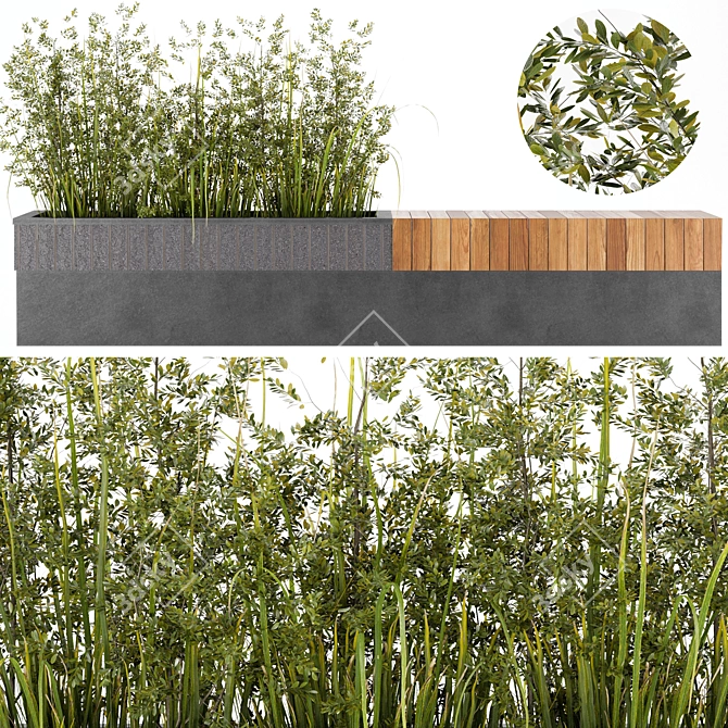 Versatile Bench and Exquisite Planter 3D model image 1