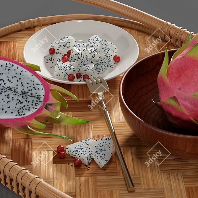 Varfint Ikea Tray & Pitaya - Smoothed 3D Model with Textures 3D model image 2