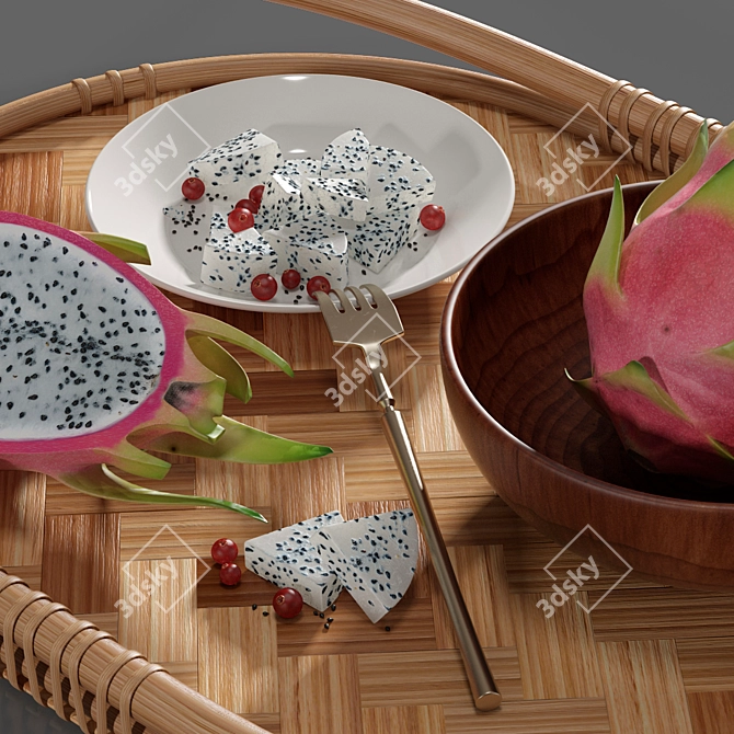 Varfint Ikea Tray & Pitaya - Smoothed 3D Model with Textures 3D model image 6