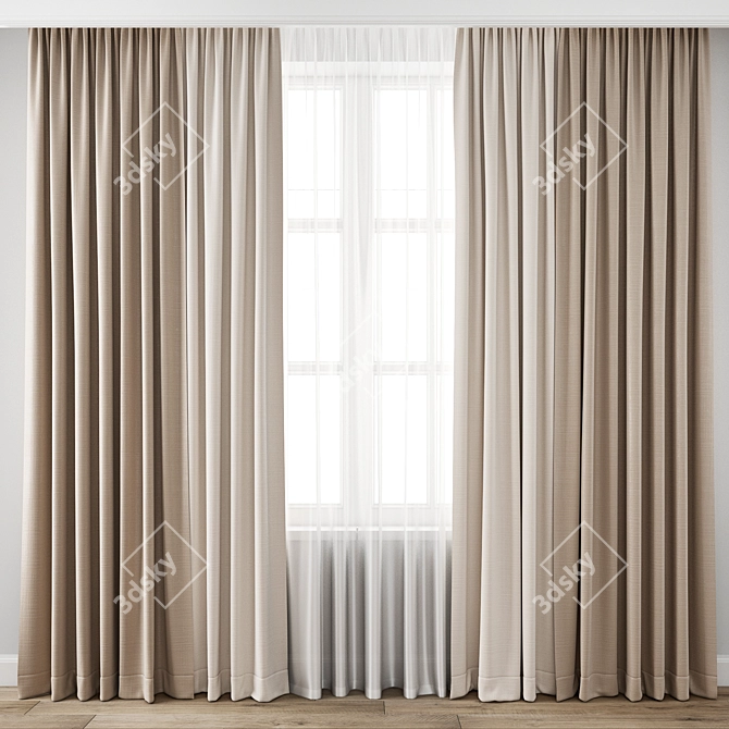 Poly Curtain Model - 3ds Max & Obj 3D model image 1