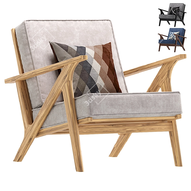 Luxe Lanston Navy Armchair: Sleek & Stylish 3D model image 1