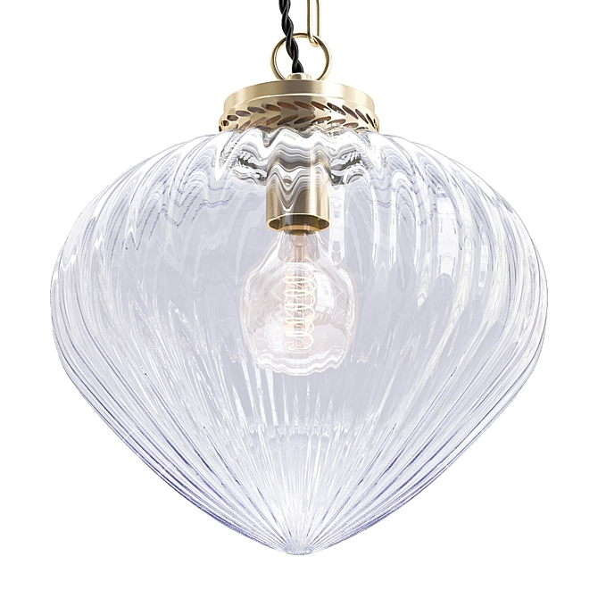 Elegant Fluted Glass Pendant 3D model image 1