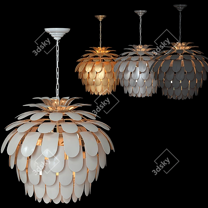 Elegant Cynara Grande Chandelier 3D model image 2