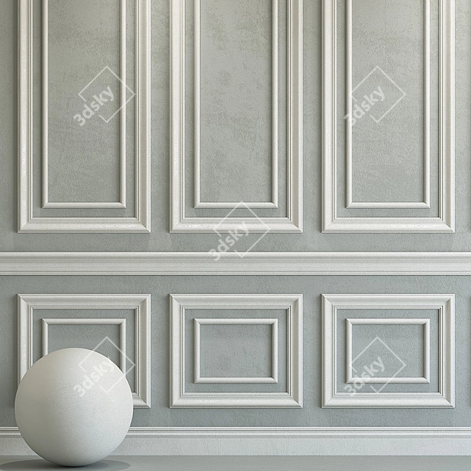 Elegant Molding Plaster: SW 7014 Eider White 3D model image 2