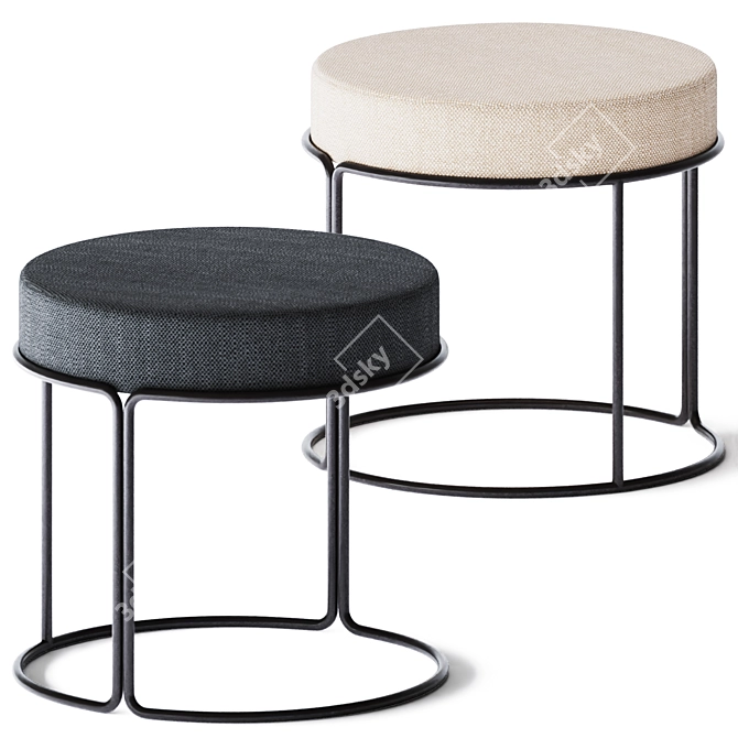 Paradiso Low Stool: Sleek and Stylish 3D model image 2