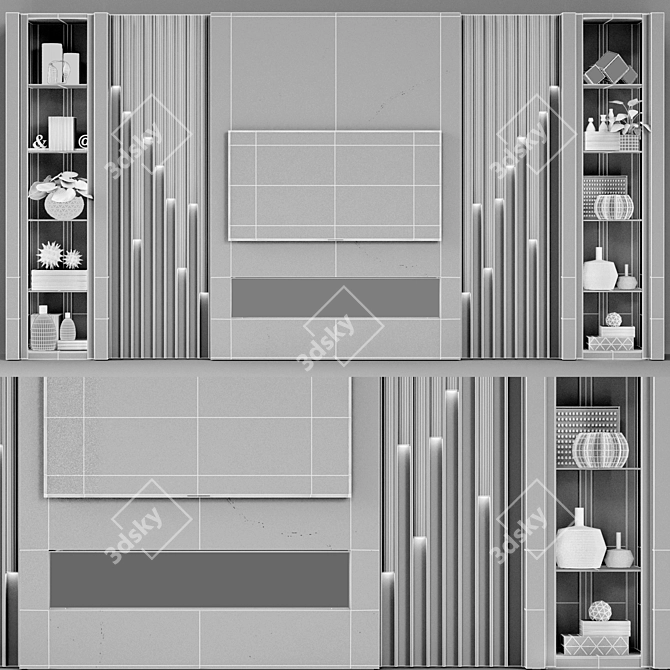 Modern TV Wall with Fireplace 3D model image 3