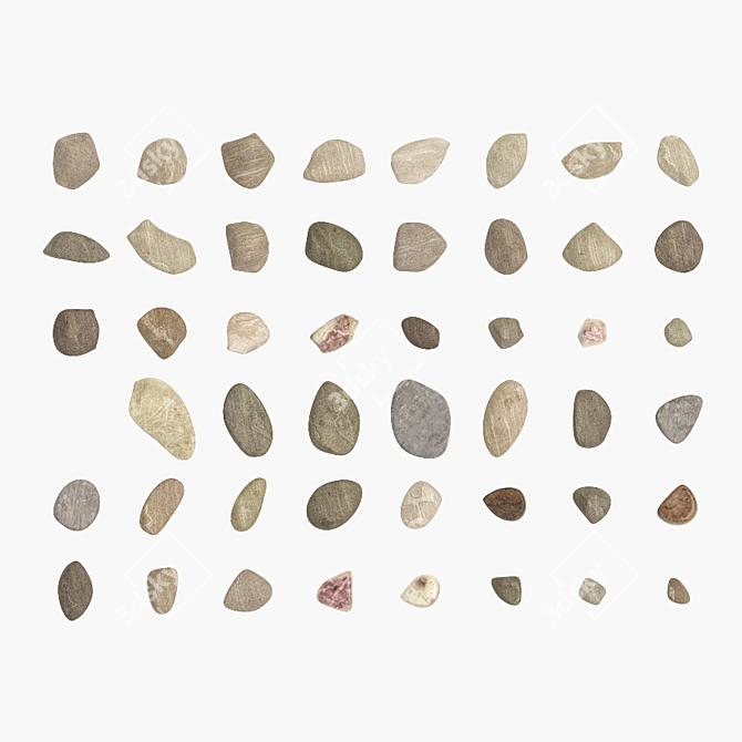 Pebble Mix 01: Versatile River Stones 3D model image 2