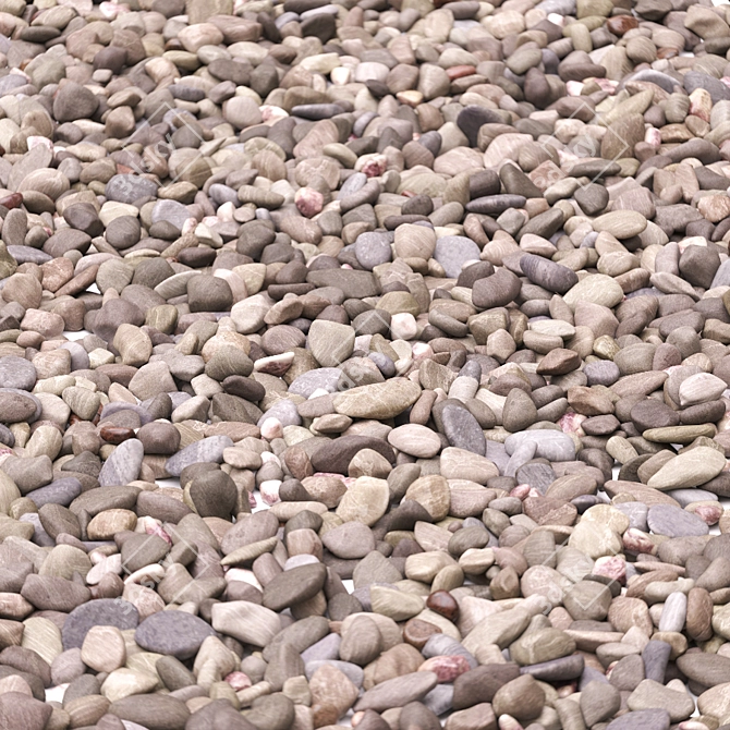 Pebble Mix 01: Versatile River Stones 3D model image 4