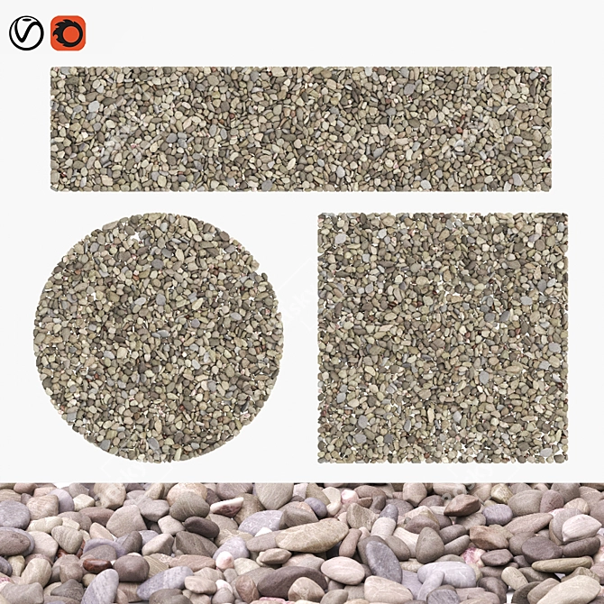 Pebble Mix 01: Versatile River Stones 3D model image 6