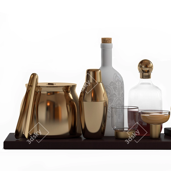 Golden Bar & Cocktail Decor Set 3D model image 4