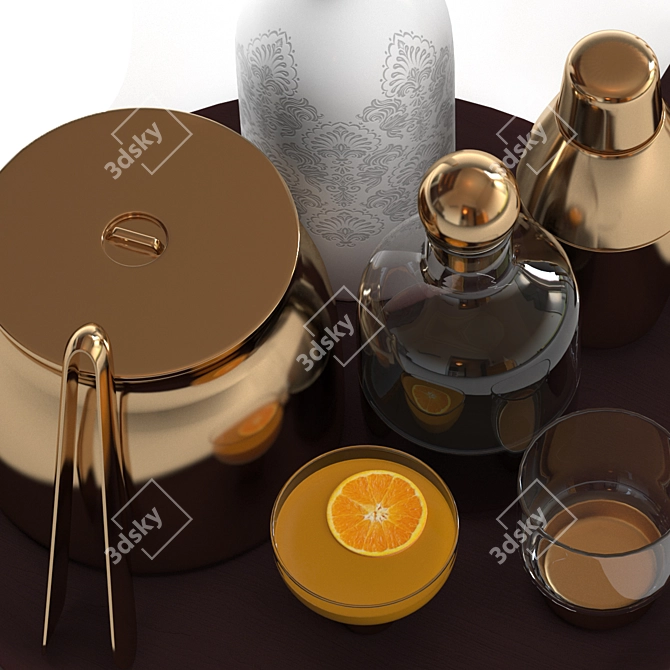 Golden Bar & Cocktail Decor Set 3D model image 5