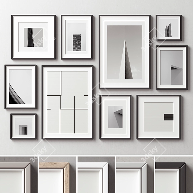 Versatile 10-Piece Picture Frame Set 3D model image 1