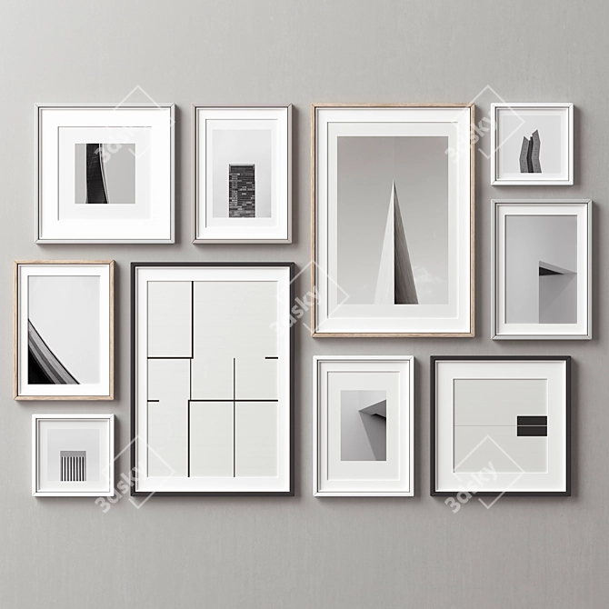 Versatile 10-Piece Picture Frame Set 3D model image 2