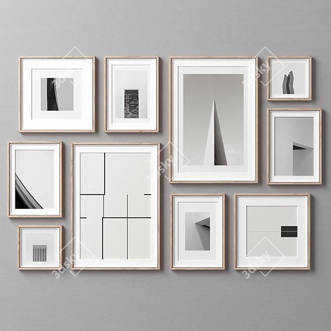 Versatile 10-Piece Picture Frame Set 3D model image 3