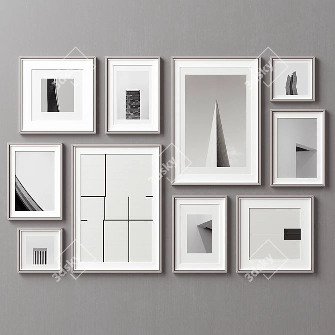 Versatile 10-Piece Picture Frame Set 3D model image 4