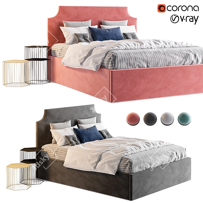 Adona Bed: Elegant and Versatile 3D model image 1