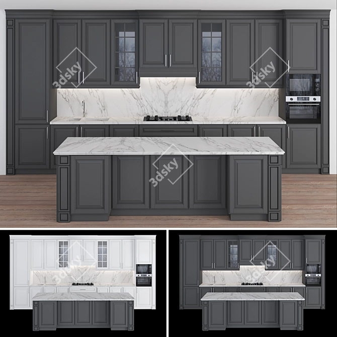 Classic Kitchen Set: Versatile and High-quality Design 3D model image 1