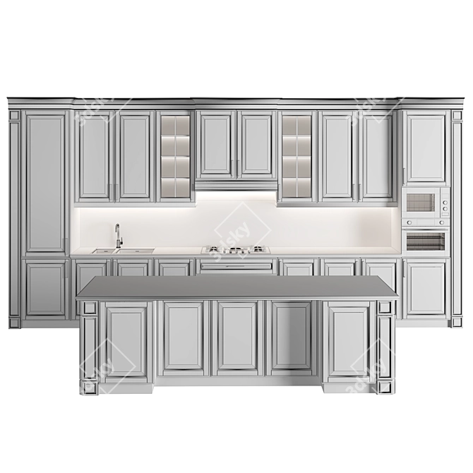 Classic Kitchen Set: Versatile and High-quality Design 3D model image 5