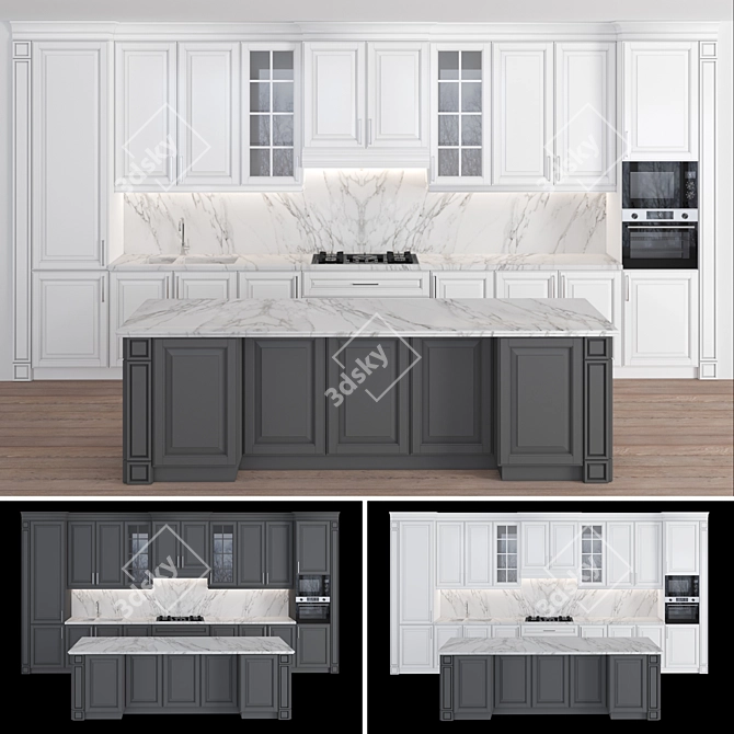 Classic Kitchen Set: Versatile and High-quality Design 3D model image 6