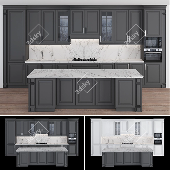 Classic Kitchen Set: Versatile and High-quality Design 3D model image 7