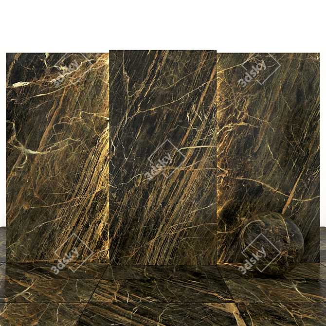 Elegant Meran Brown Marble Slabs 3D model image 1