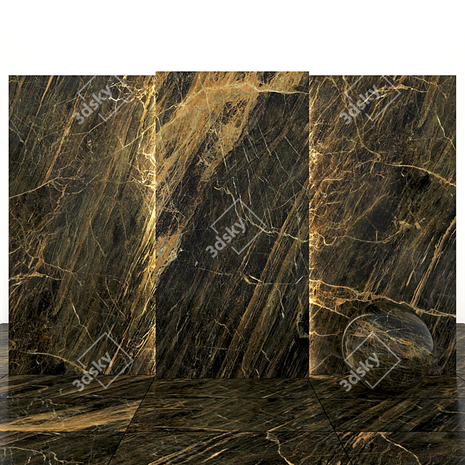 Elegant Meran Brown Marble Slabs 3D model image 2