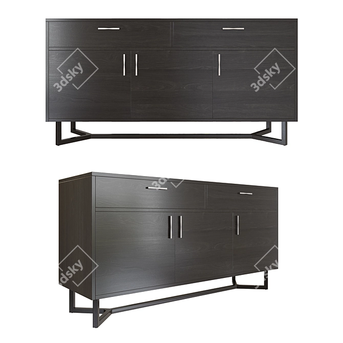 Verge Black Sideboard: Sleek Storage Solution 3D model image 1