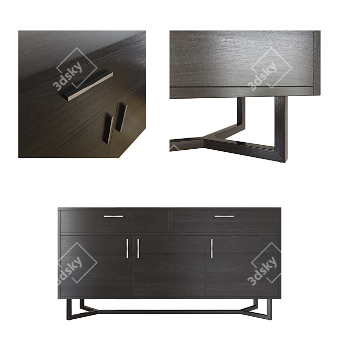 Verge Black Sideboard: Sleek Storage Solution 3D model image 2