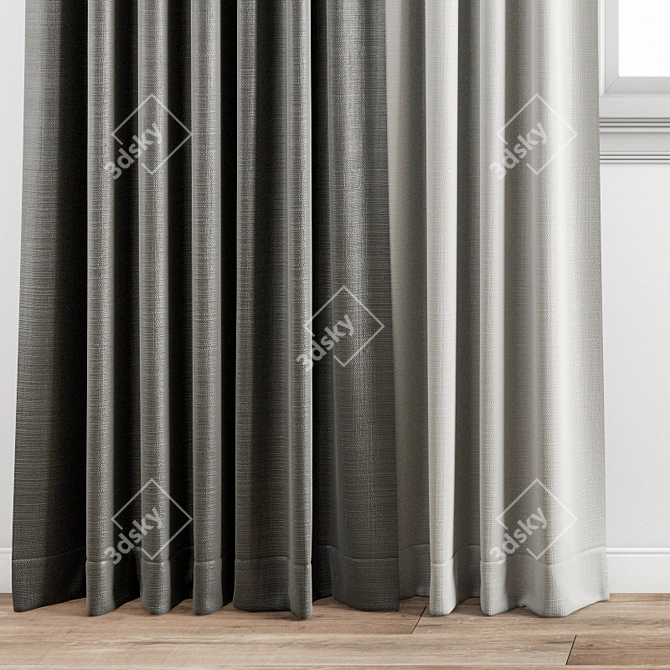 Elegant Embroidered Curtain 160 3D model image 2