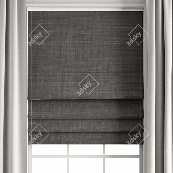 Elegant Embroidered Curtain 160 3D model image 3