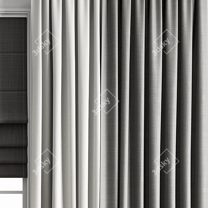 Elegant Embroidered Curtain 160 3D model image 4