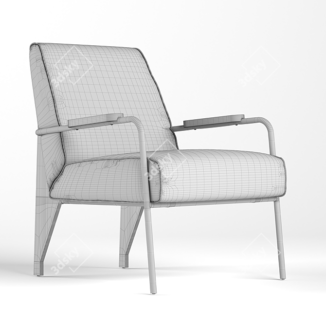 Elegant Gold & Blue Velvet Lounge Chair 3D model image 4