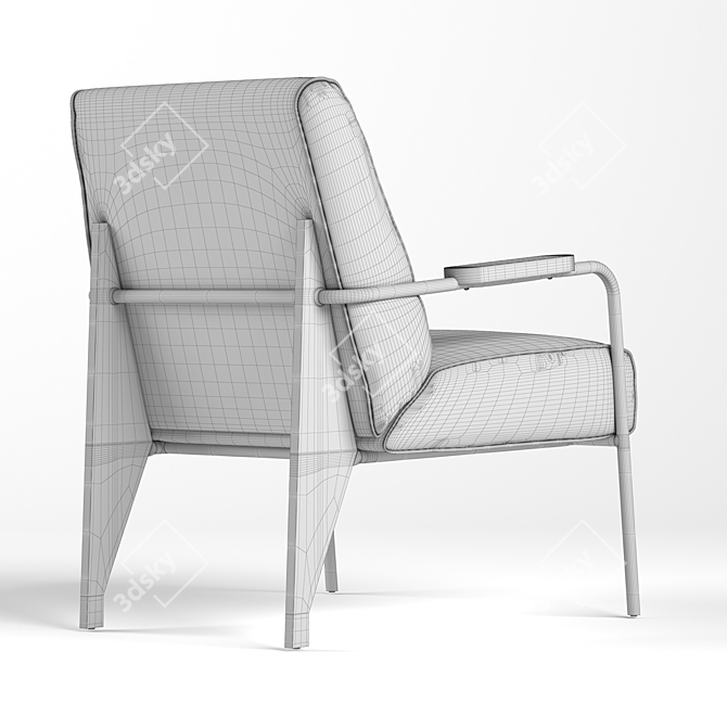 Elegant Gold & Blue Velvet Lounge Chair 3D model image 5