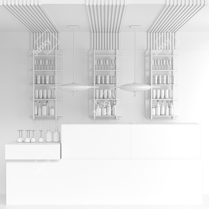 Marble Café: Design, Desserts, Refrigerator 3D model image 2