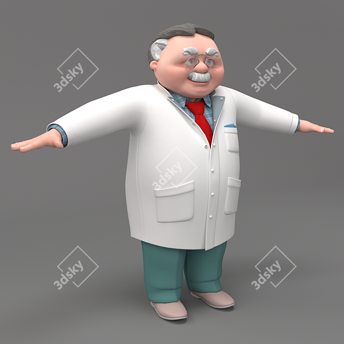 Friendly Doctor Cartoon Character 3D model image 1