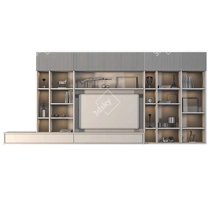 Sleek TV Stand - 350x35x160cm 3D model image 4