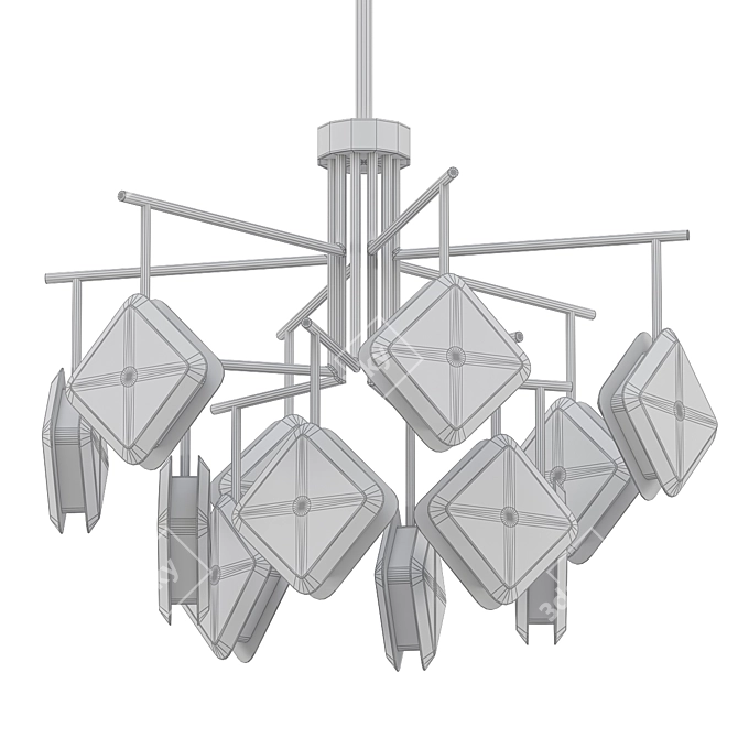 Elegant Faceted Glass Chandelier 3D model image 2