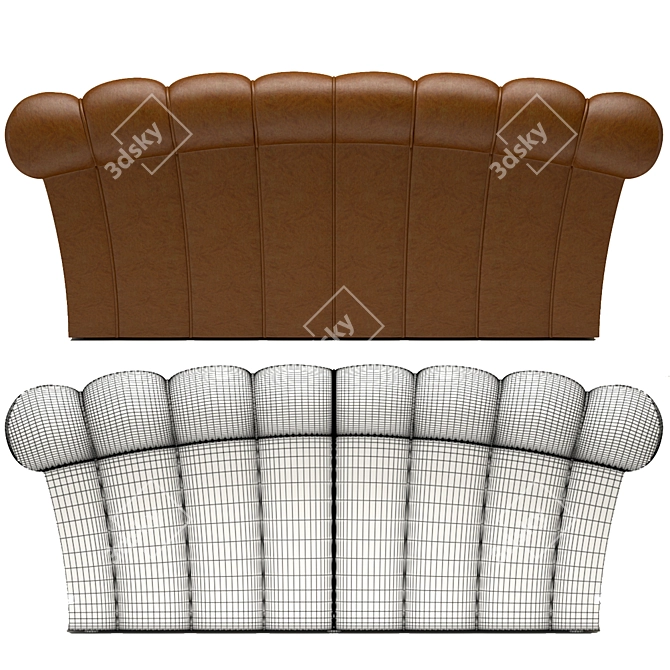 Luxurious Camel Leather Sofa 3D model image 3