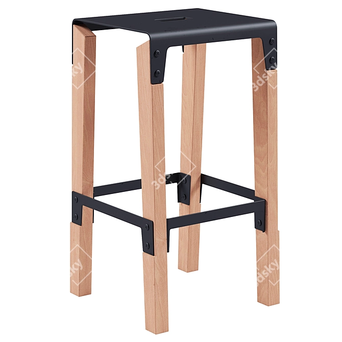 Rustic Loft Bar Stool 3D model image 1