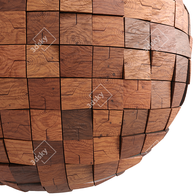 Natural Wood Wall Decor Material 3D model image 2