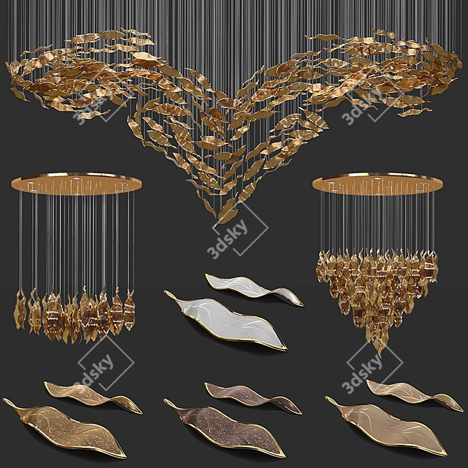 Elegant Trio: Contour Chandeliers 3D model image 1