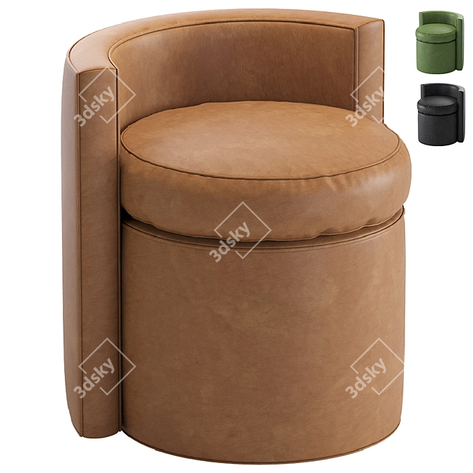 Premium Leather Pouf Stool: Arcadia Eichholtz 3D model image 1