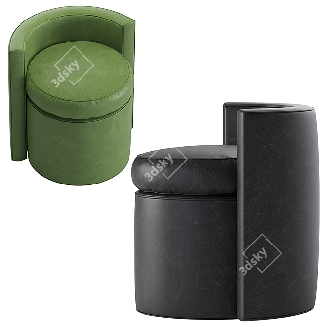 Premium Leather Pouf Stool: Arcadia Eichholtz 3D model image 2