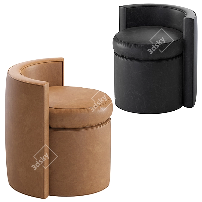 Premium Leather Pouf Stool: Arcadia Eichholtz 3D model image 4