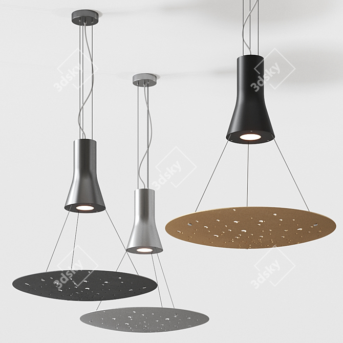 Lens F46 Pendant Lamp: Sleek Metal Design for Modern Spaces 3D model image 1