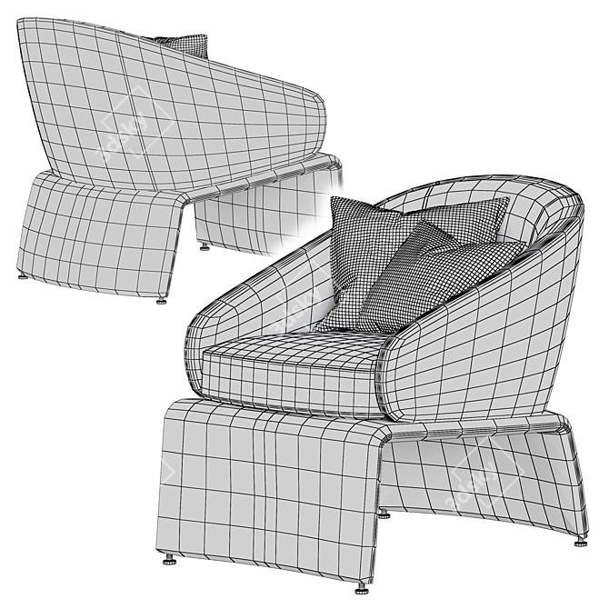 Modern Minotti HALLEY Armchair 3D model image 5