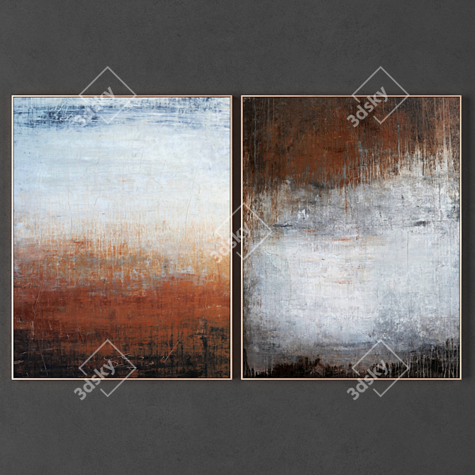 Modern Abstract Art 2-FRAME Set 3D model image 1