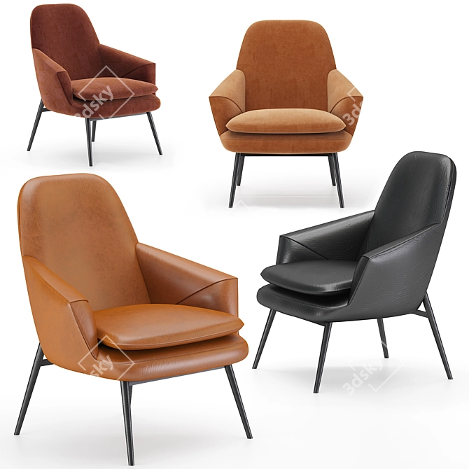 Elegant Wendelbo Hug Lounge Chair 3D model image 1